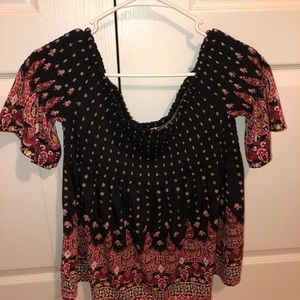 Cinched top off the shoulder blouse
